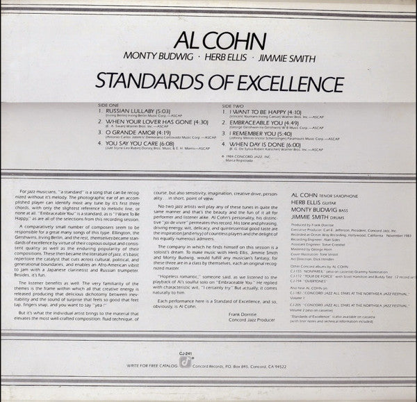 Al Cohn - Standards Of Excellence (LP)