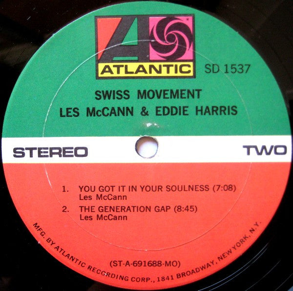 Les McCann & Eddie Harris - Swiss Movement (LP, Album, Mon)