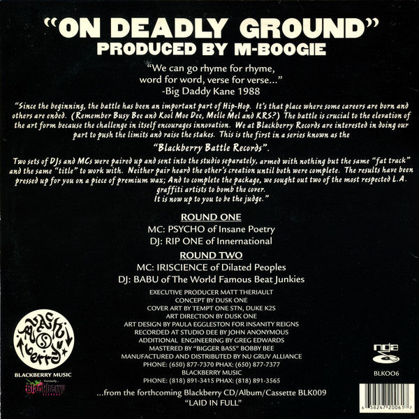 Psycho (8) & Rip One Vs Iriscience* & Babu - On Deadly Ground (12"")