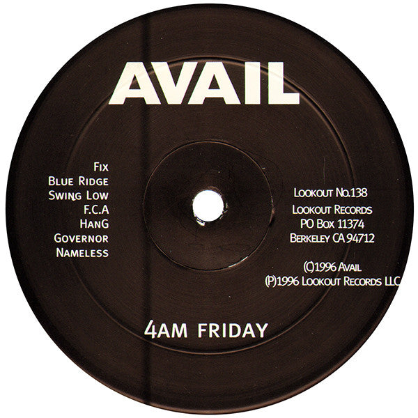 AVAIL - 4AM Friday (LP, Album)