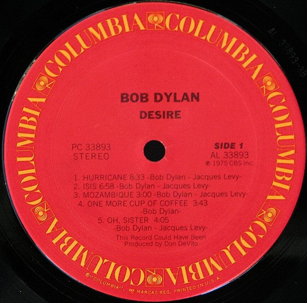 Bob Dylan - Desire (LP, Album, San)
