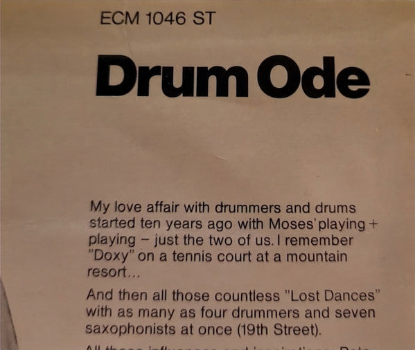 Dave Liebman* - Drum Ode (LP, Album)