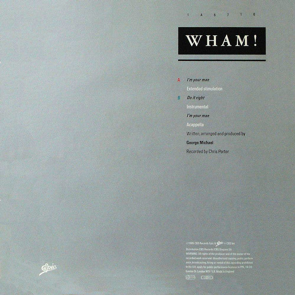 Wham! - I'm Your Man (12"", Single)