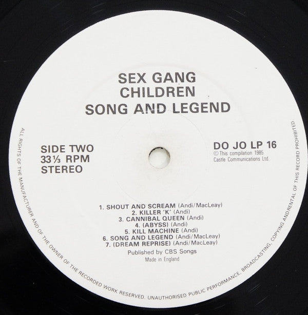 Sex Gang Children - Song And Legend (LP, Album, Comp, RE)