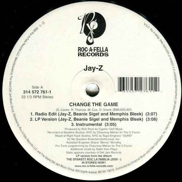 Jay-Z - Change The Game / You, Me, Him And Her (12"")