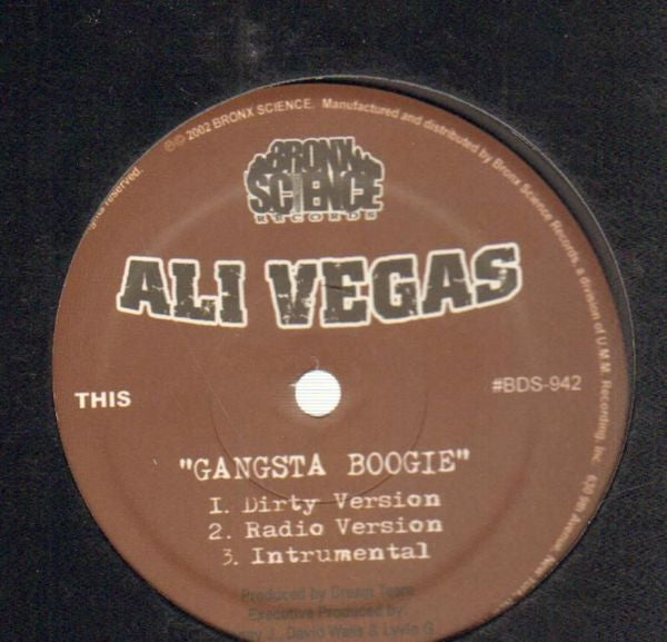 Ali Vegas - Critics / Gangsta Boogie (12"")
