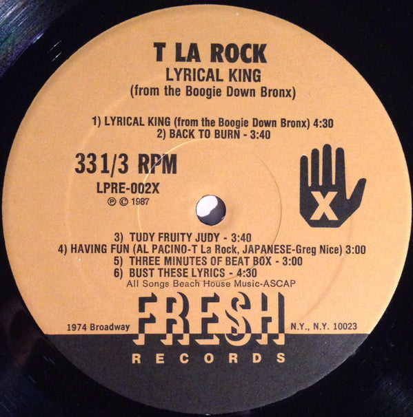 T La Rock - Lyrical King (From The Boogie Down Bronx) (LP, Album)