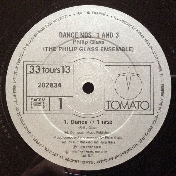 Philip Glass - Dance Nos. 1 And 3 (LP, Album)