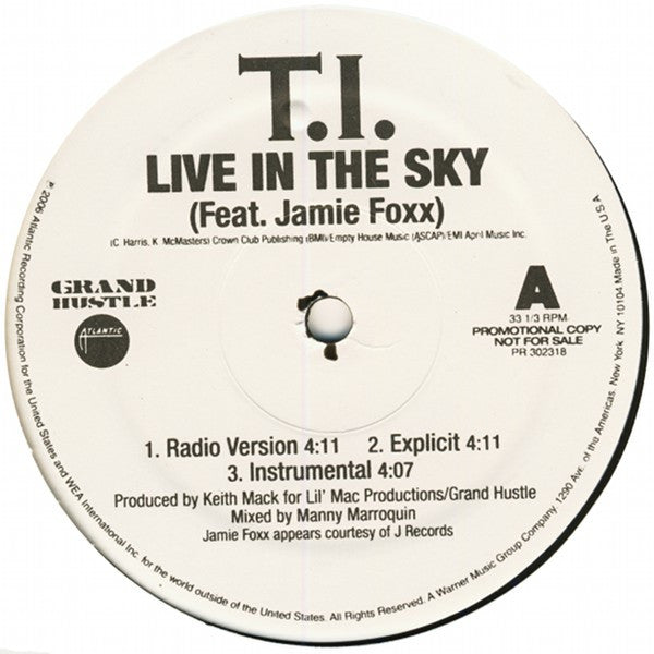 T.I. - Live In The Sky / Top Back (12"", Promo)