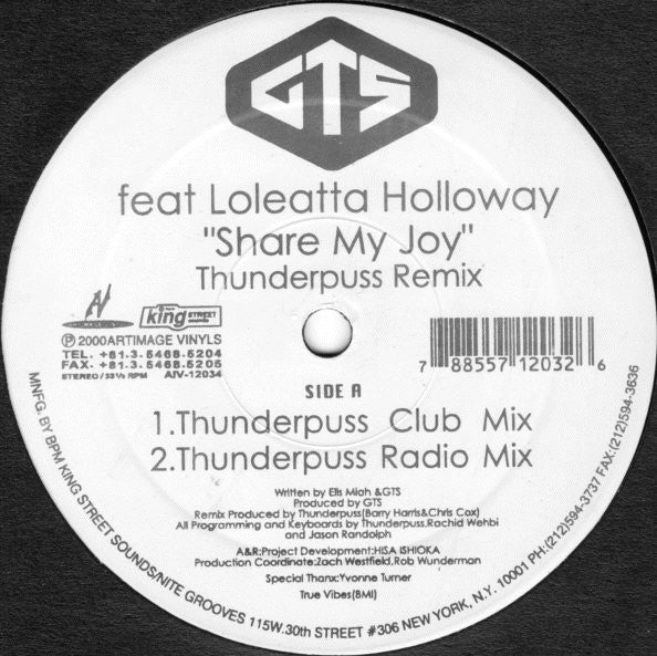 GTS Feat Loleatta Holloway - Share My Joy (Thunderpuss Remix) (12"")