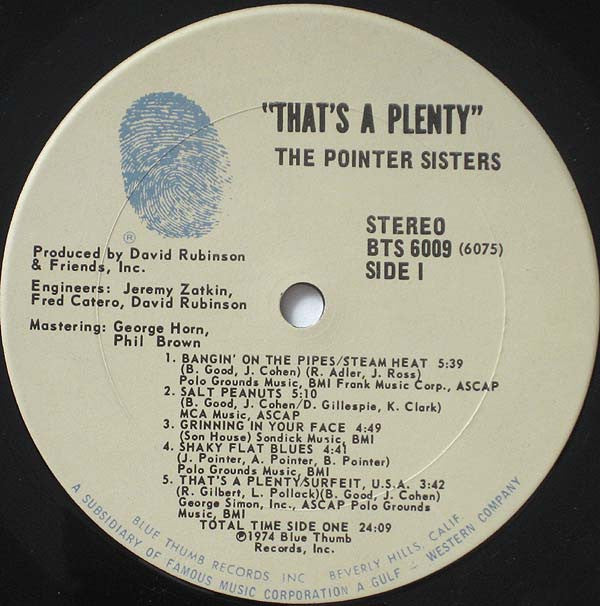 The Pointer Sisters* - That's A Plenty (LP, Album, Ter)
