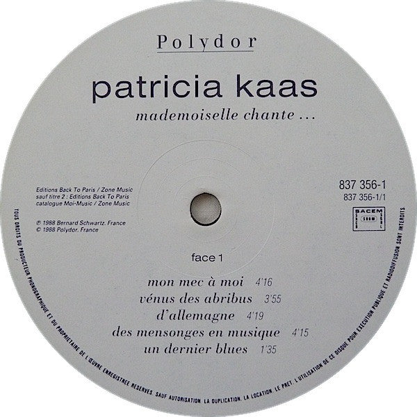 Patricia Kaas - Mademoiselle Chante... (LP, Album)
