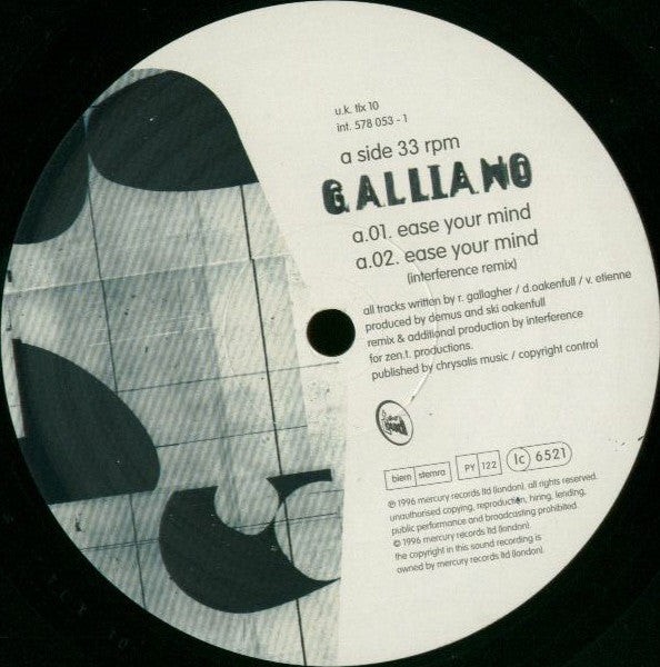 Galliano - Ease Your Mind / Slack Hands (12"", Single)