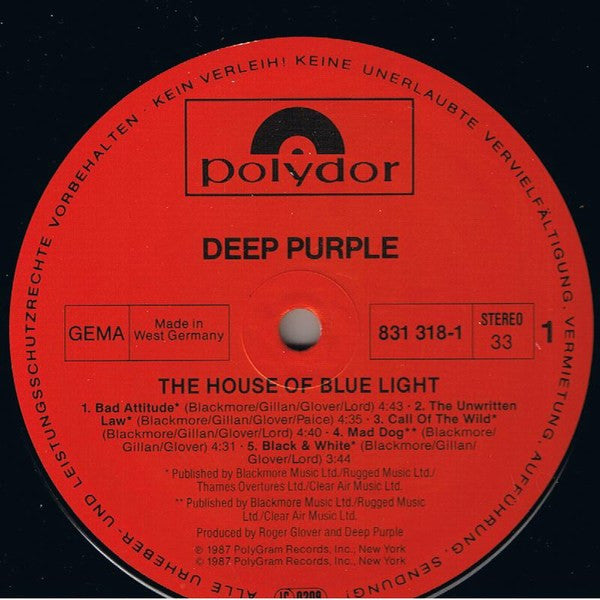 Deep Purple - The House Of Blue Light (LP, Album, Han)