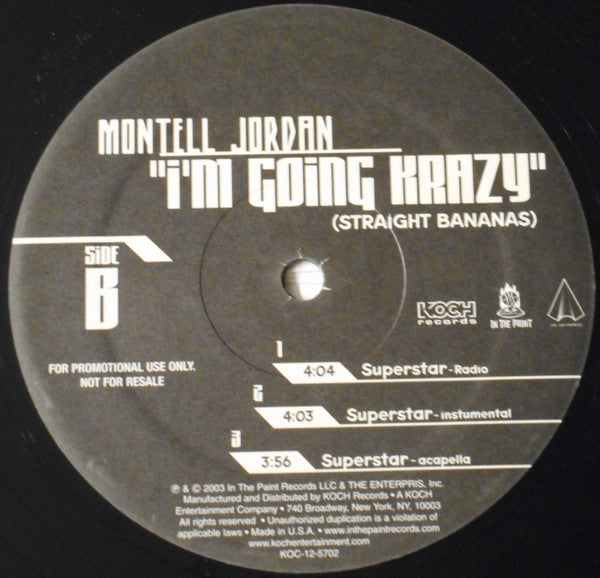 Montell Jordan - I'm Going Krazy (Straight Bananas) (12"", Promo)