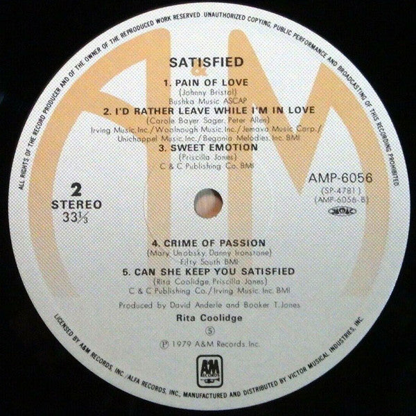 Rita Coolidge - Satisfied (LP, Album)