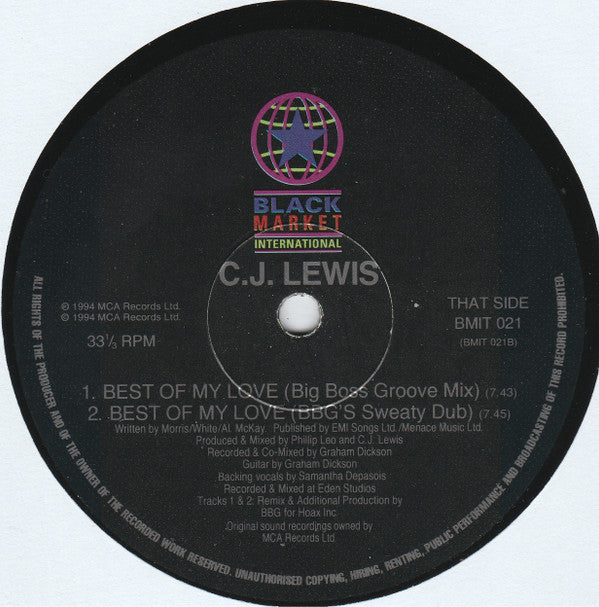C.J. Lewis* - Best Of My Love (12"")