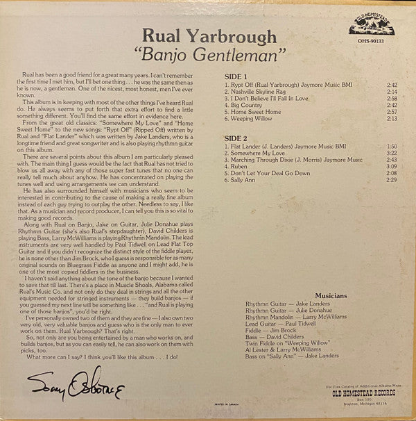 Rual Yarbrough - Banjo Gentleman (LP, Album)