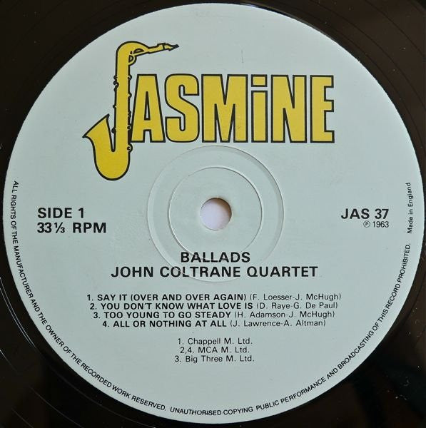 John Coltrane Quartet* - Ballads (LP, Album, RE)