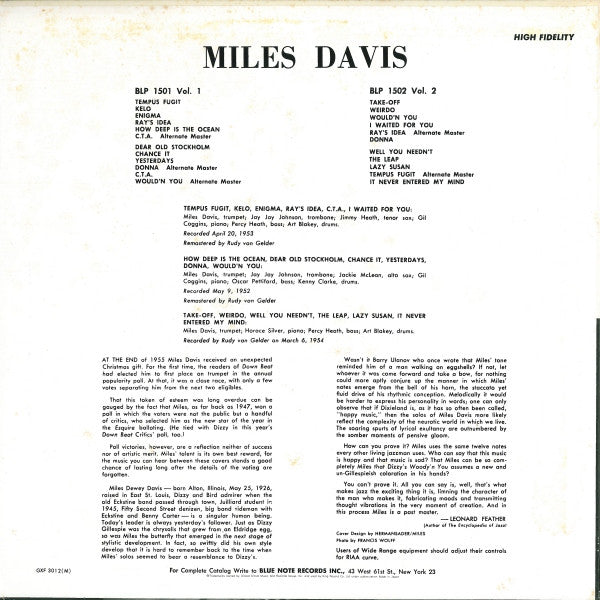 Miles Davis - Volume 2 (LP, Comp, Mono, RE, RM)