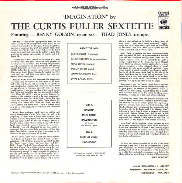 The Curtis Fuller Sextette* - Imagination (LP, Album, RE)