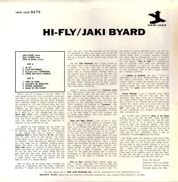 Jaki Byard - Hi-Fly (LP, Album, RE)