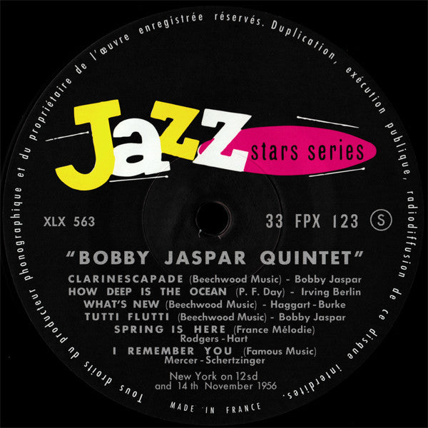 Bobby Jaspar Quintet - Bobby Jaspar Quintet (LP, Album, Mono, Ltd, RE)