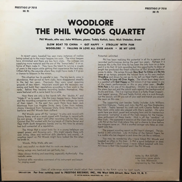 Phil Woods Quartet* - Woodlore (LP, Album, Mono, RE)