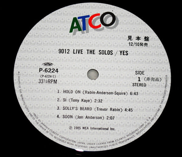 Yes - 9012Live - The Solos (LP, Album)