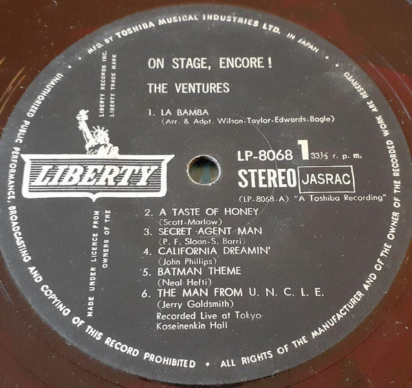 The Ventures - On Stage, Encore! (LP, Album, Red)