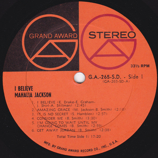 Mahalia Jackson - I Believe (LP, Comp, RE)