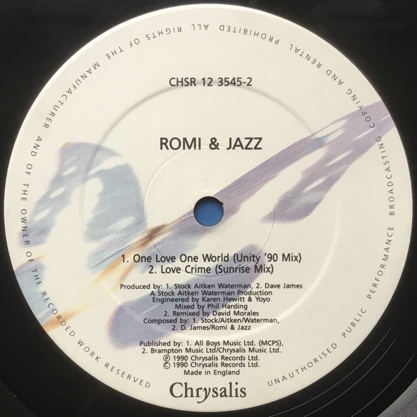 Romi & Jazz - One Love One World (Feel The Rhythm Mix) (12"")
