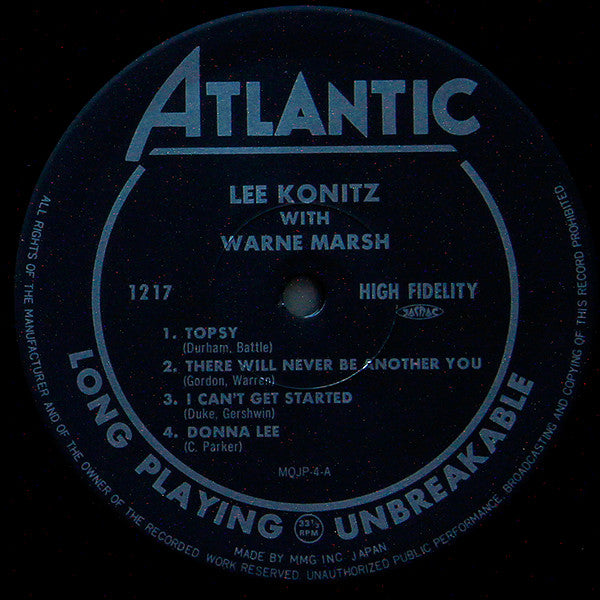 Lee Konitz - Lee Konitz With Warne Marsh(LP, Album, Mono, RE)