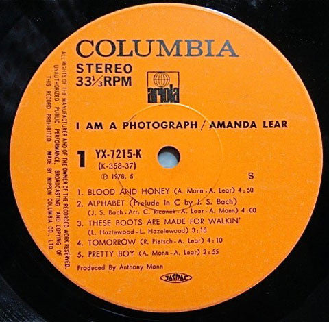 Amanda Lear - I Am A Photograph (LP, Album)