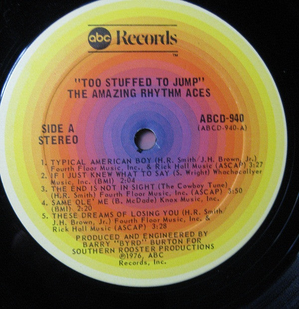 Amazing Rhythm Aces* - Too Stuffed To Jump (LP, Album)