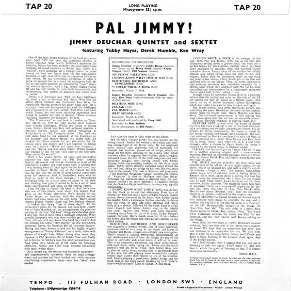 Jimmy Deuchar Quartet And Sextet - Pal Jimmy (LP, Mono, RE, 180)