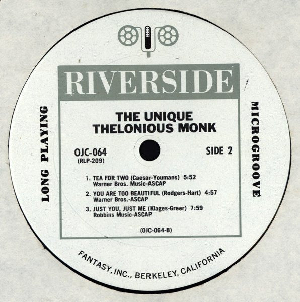 Thelonious Monk - The Unique Thelonious Monk (LP, Album, RE)
