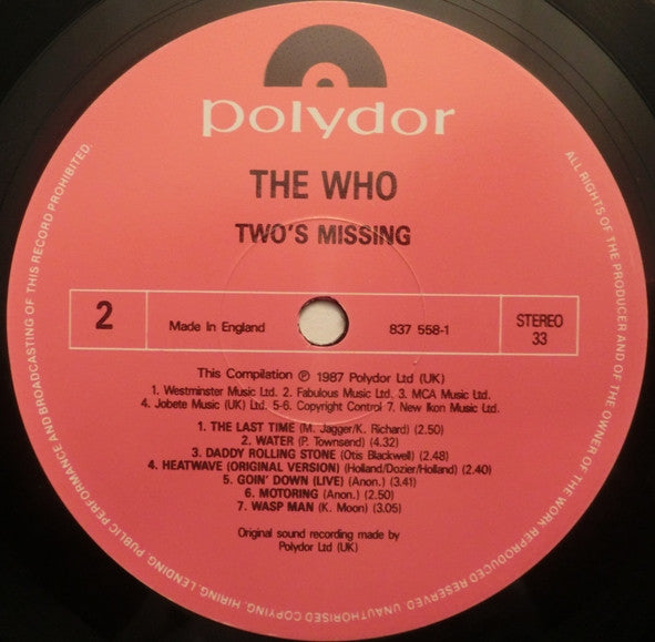 The Who - Two's Missing (LP, Comp, Mono)