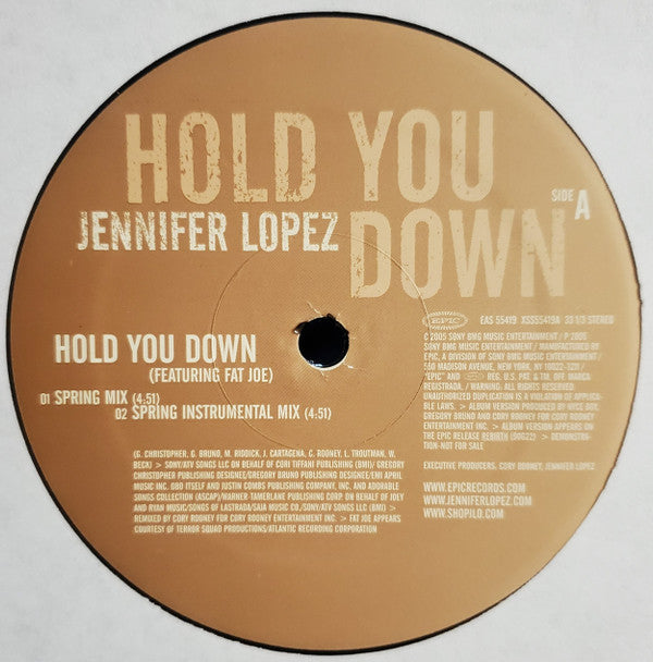 Jennifer Lopez - Hold You Down (12"", Promo)