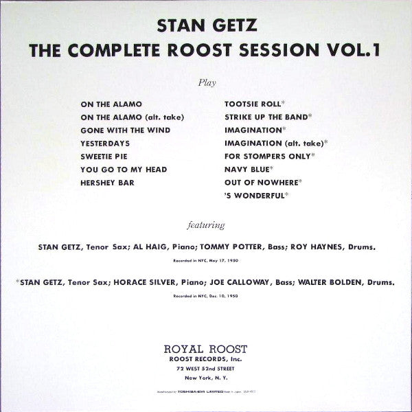 Stan Getz - The Complete Roost Session Vol. 1 (LP, Comp, Mono, Ltd)