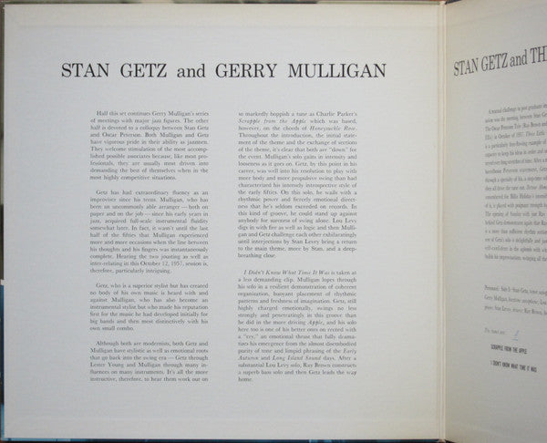 Stan Getz - Stan Getz And Gerry Mulligan / Stan Getz And The Oscar ...