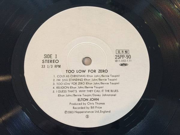 Elton John - Too Low For Zero (LP, Album, Promo)