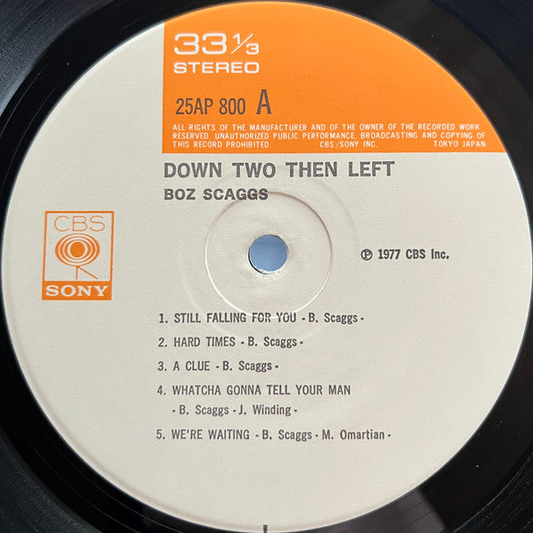 Boz Scaggs - Down Two Then Left = ダウン・トゥー・ゼン・レフト(LP, Album)