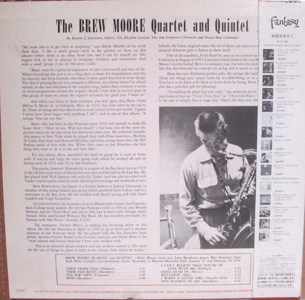 The Brew Moore Quartet - The Brew Moore Quintet(LP, Album, Mono, RE)