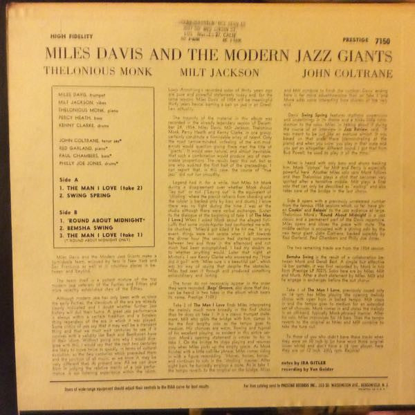 Miles Davis - Miles Davis And The Modern Jazz Giants(LP, Comp, Mono...