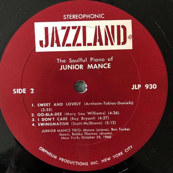 Junior Mance - The Soulful Piano Of Junior Mance (LP, Album, RE)