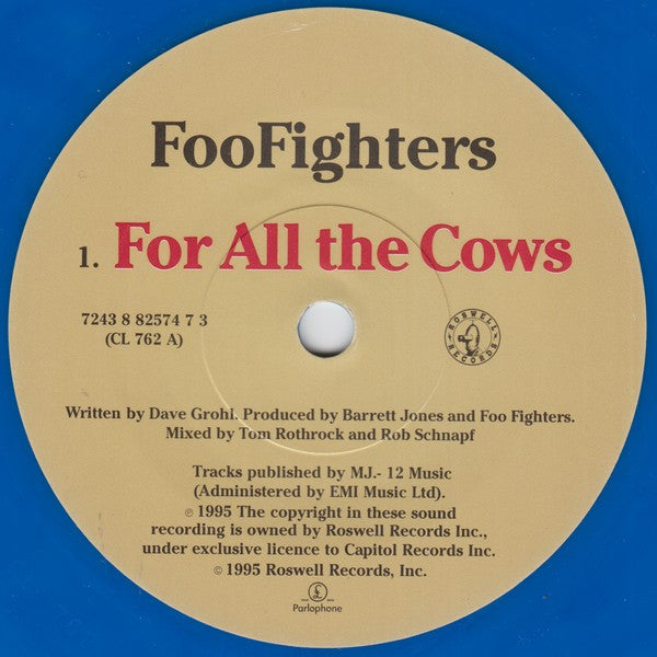 Foo Fighters - For All The Cows (7"", Single, Blu)