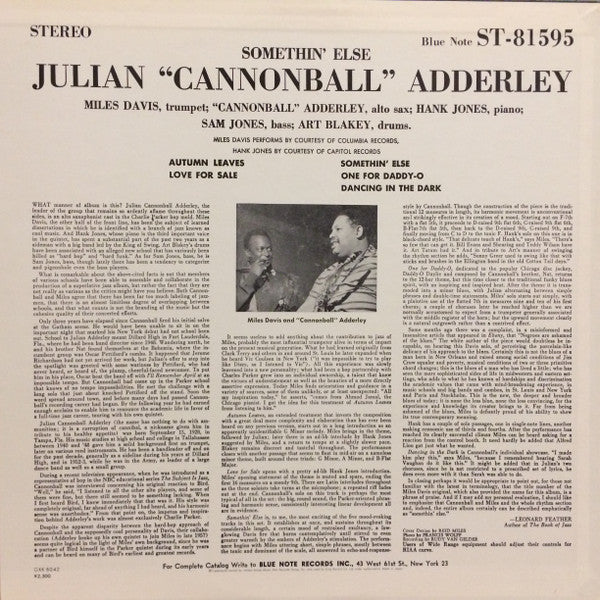 Cannonball Adderley - Somethin' Else (LP, Album, Ltd, RE)