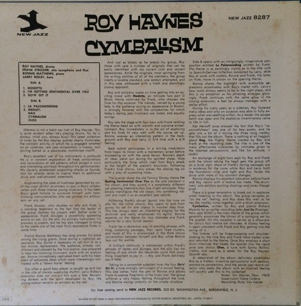 Roy Haynes - Cymbalism (LP, Album, RE)