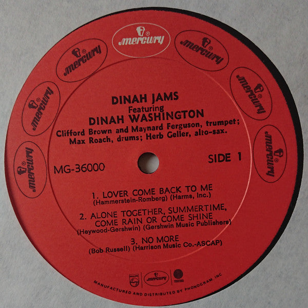 Dinah Washington - Dinah Jams (LP, Album, Mono, RE, 2nd)